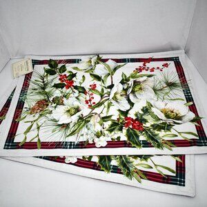 Southern Living Christmas Magnolia Collection Placemats, Set of 2 #F24MAGMAT NWT